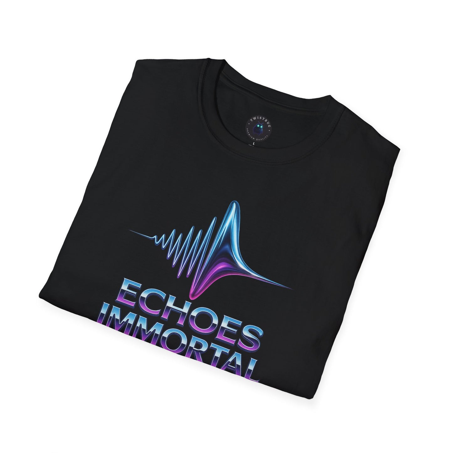 Echoes Immortal T-Shirt – Retrofuturistic Neon Waveform Tee