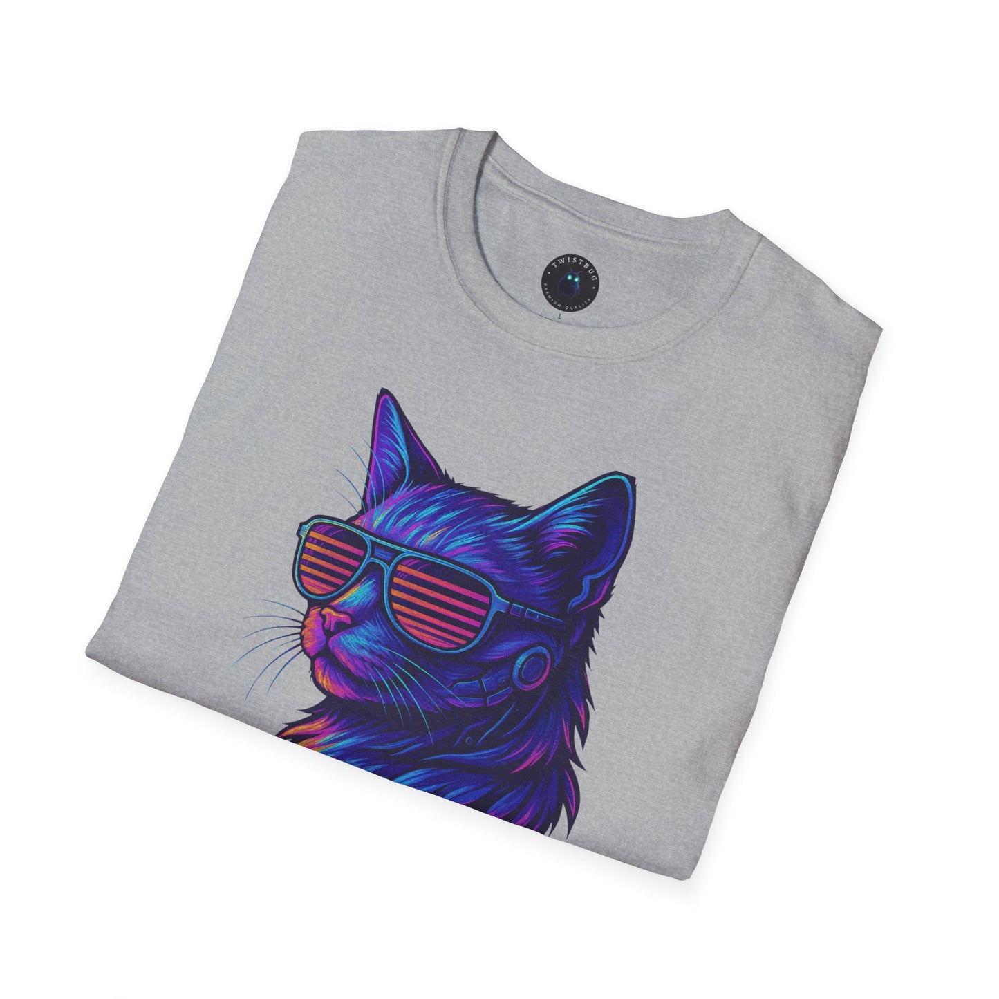 Cyber Cat T-Shirt | Neon Vaporwave Retro Style