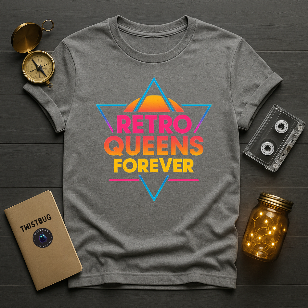 Sport grey tee with retro neon badge graphic