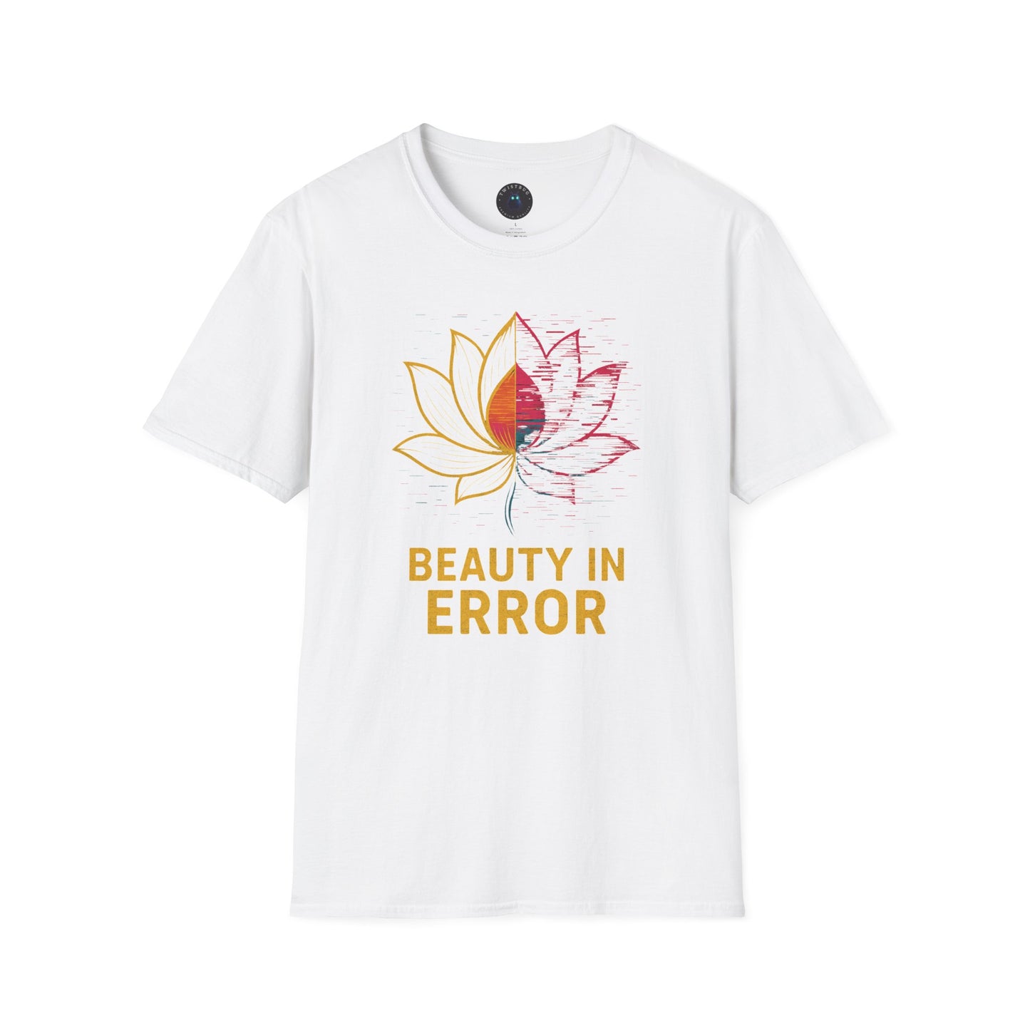 Beauty in Error T-Shirt – Glitch Lotus Mindfulness Tee