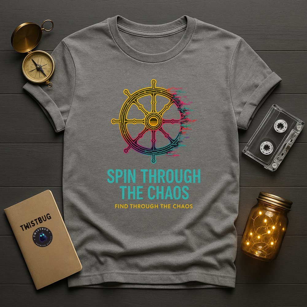 sport grey tee with glitch wheel design