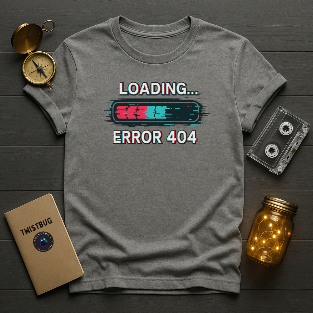 Loading… Error 404 T-Shirt – Glitch Progress Bar Meme Tee