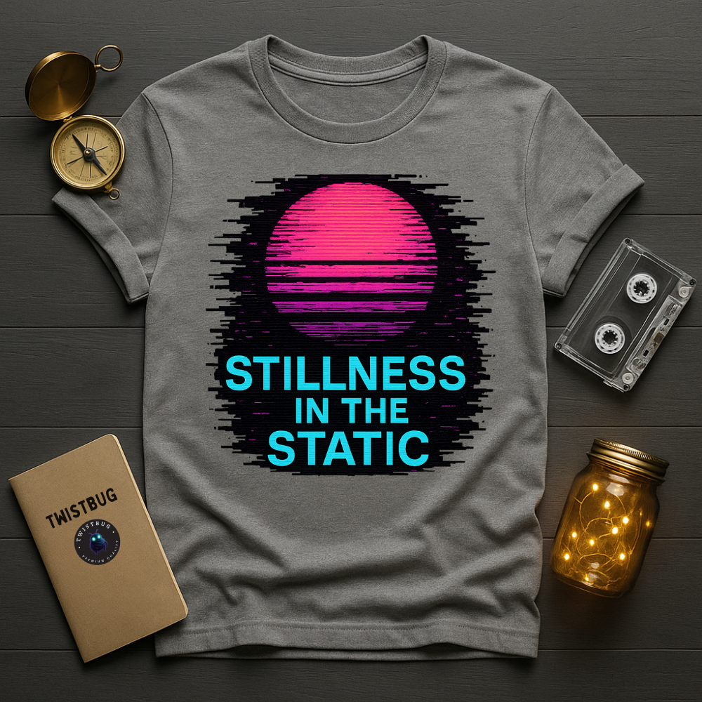 Stillness in the Static T-Shirt – Neon Glitch Sun Tee