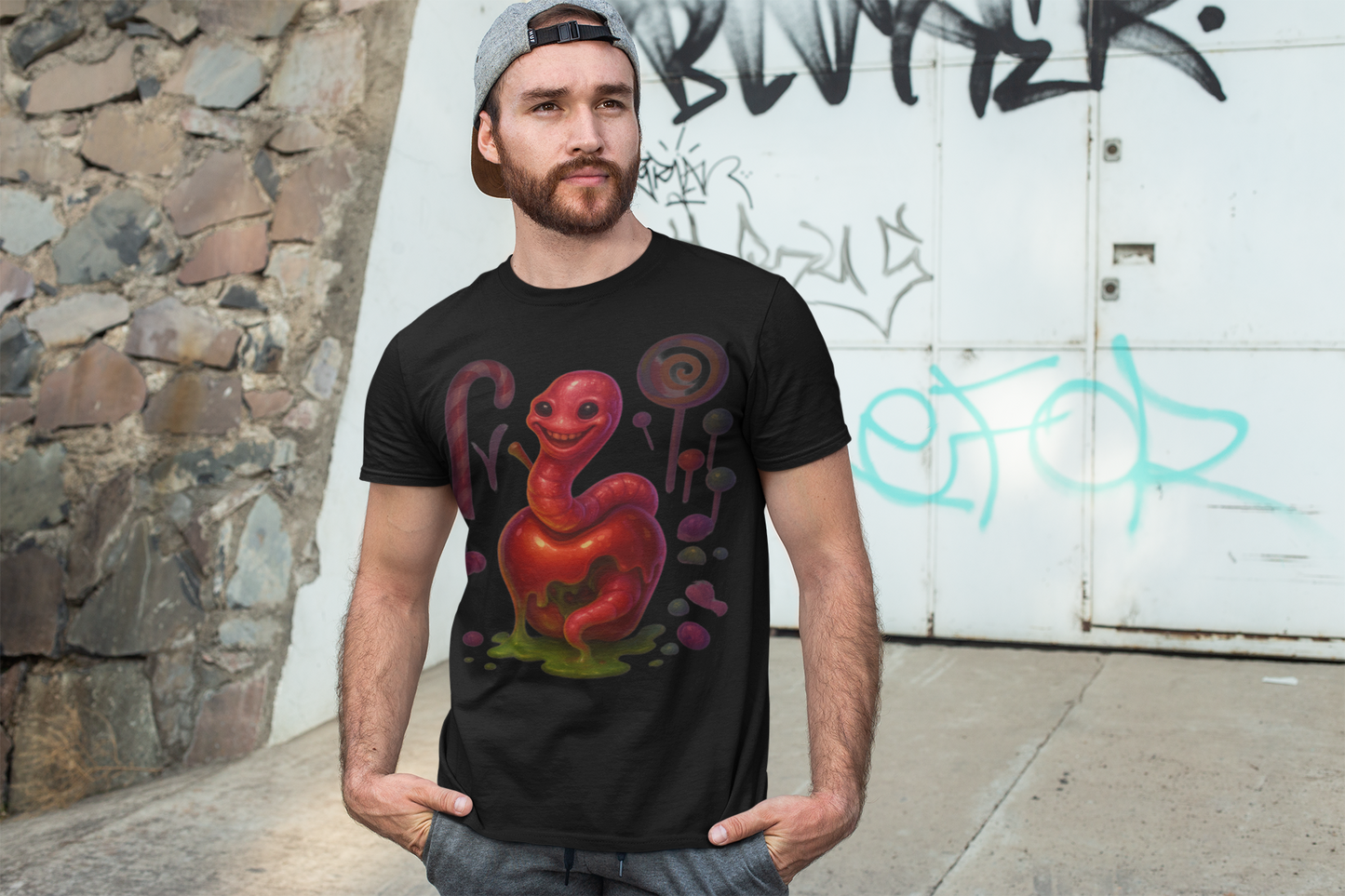 Whimsical Candy Monster Unisex Softstyle T-Shirt - Fun Graphic Tee Adults
