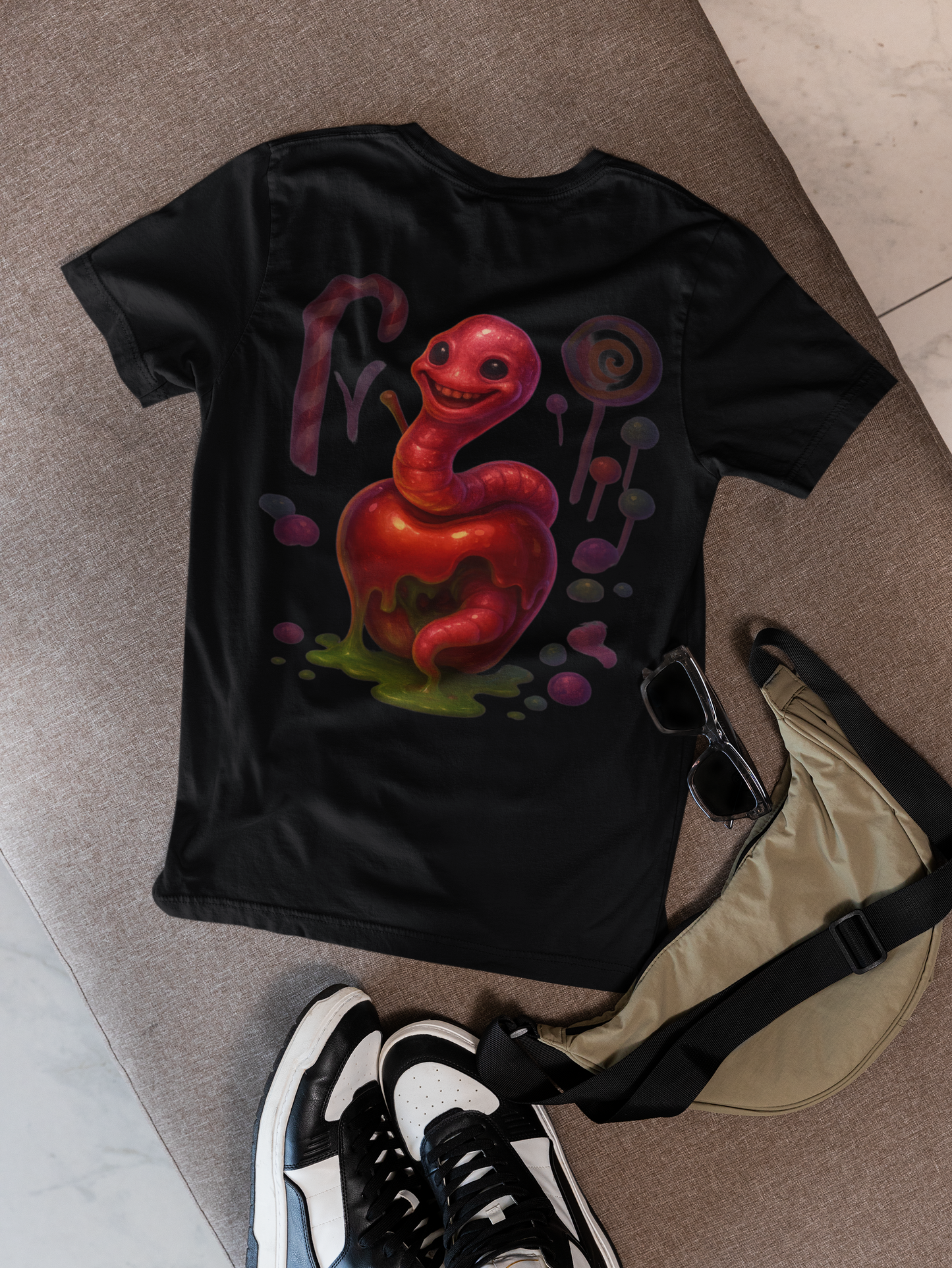 Whimsical Candy Monster Unisex Softstyle T-Shirt - Fun Graphic Tee Adults