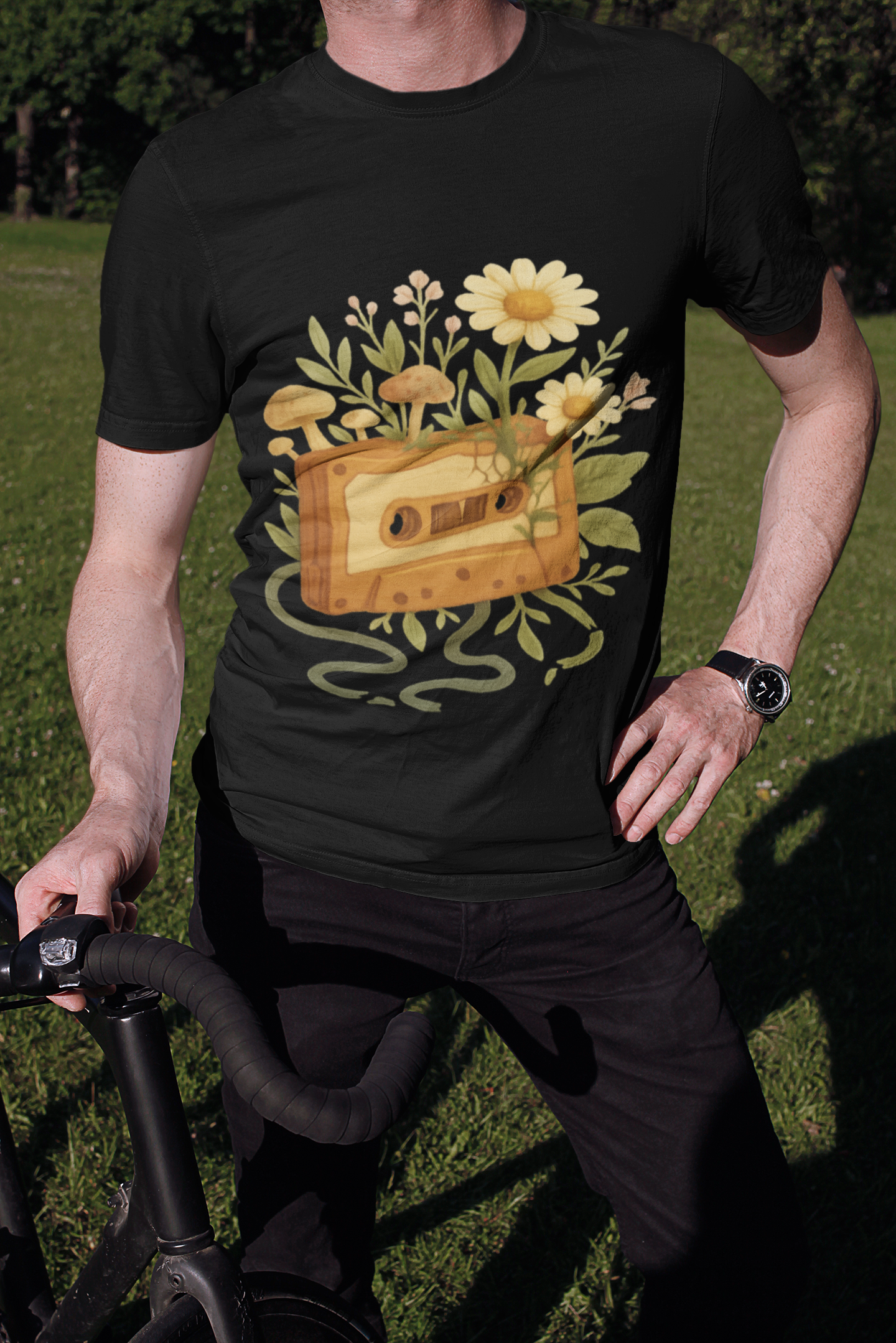 Retro Floral Cassette T-Shirt - Unisex Softstyle Tee for Music Lovers