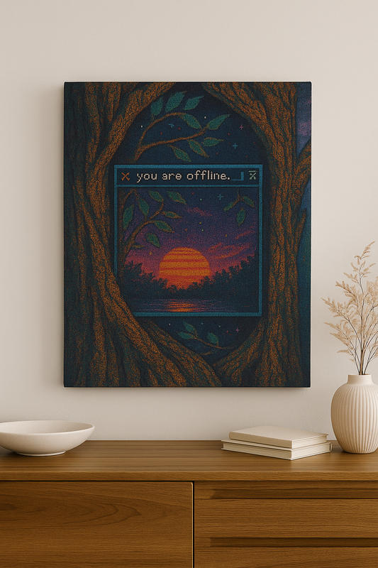 You Are Offline Wall Art – Pixel Sunset Glitch Window Print