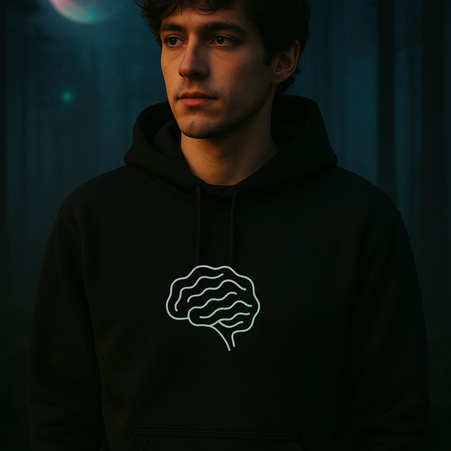 Neurodivergent Minimalist Hoodie – “Wired Differently” Soft-Line Brain Design