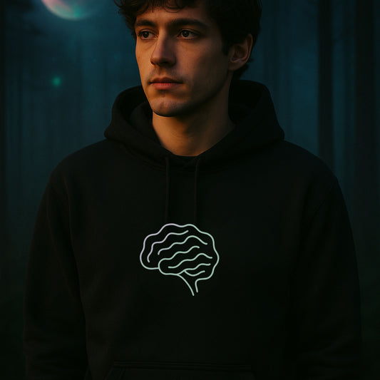 Neurodivergent Minimalist Hoodie – “Wired Differently” Soft-Line Brain Design