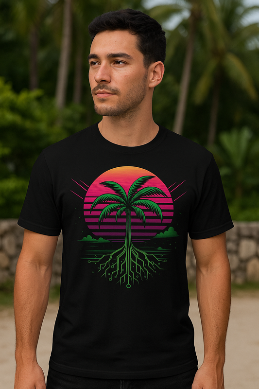 Retro Palm Tree Graphic T-Shirt, Unisex Casual Tee, Summer Vibes Shirt, Beach Lover Gift, Festival Clothing