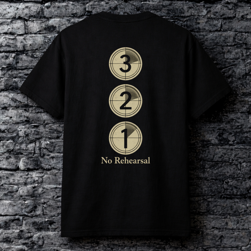 Minimalist streetwear tee with analog film countdown design