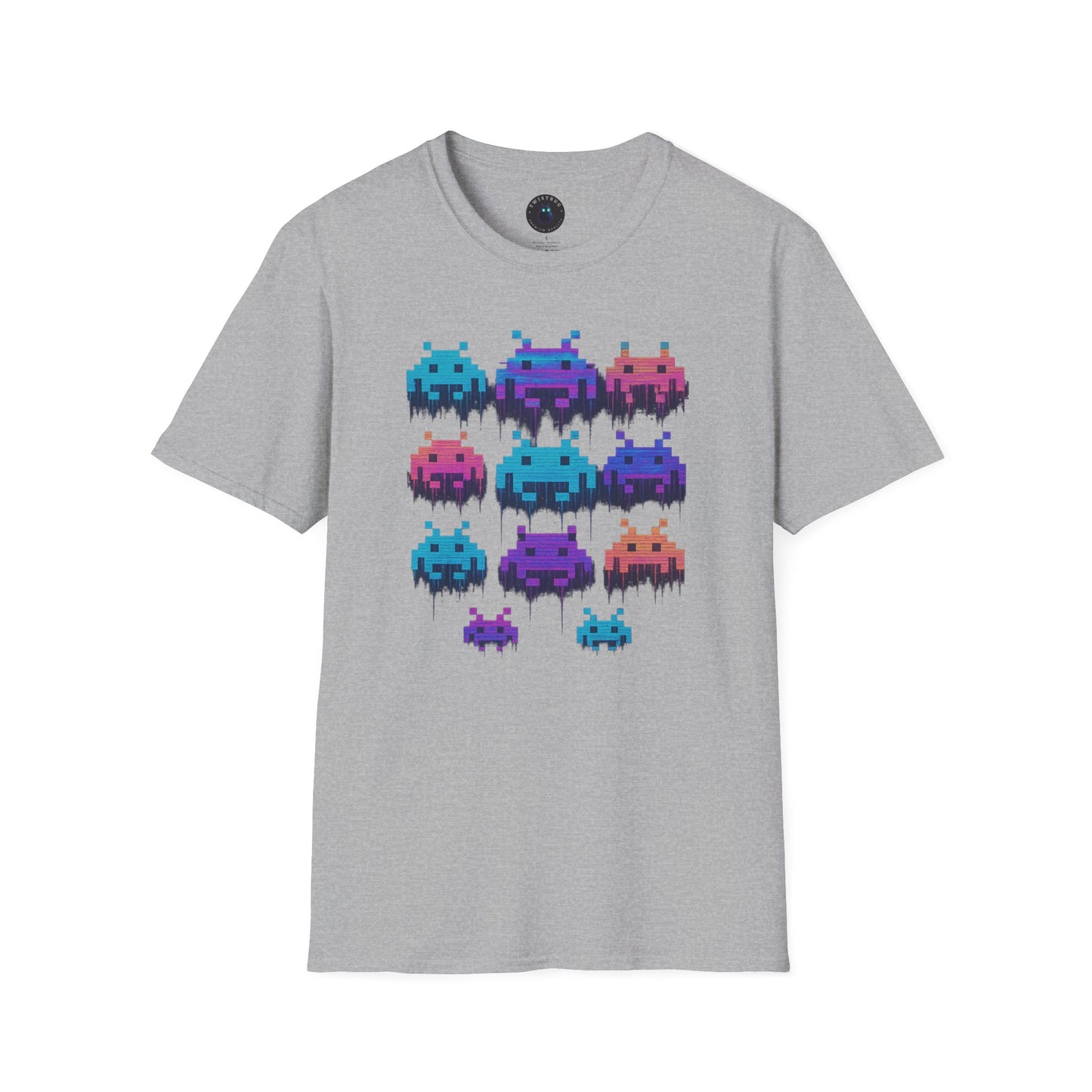 Pixel Invaders Glitch T-Shirt – Retro Arcade Space Aliens Tee