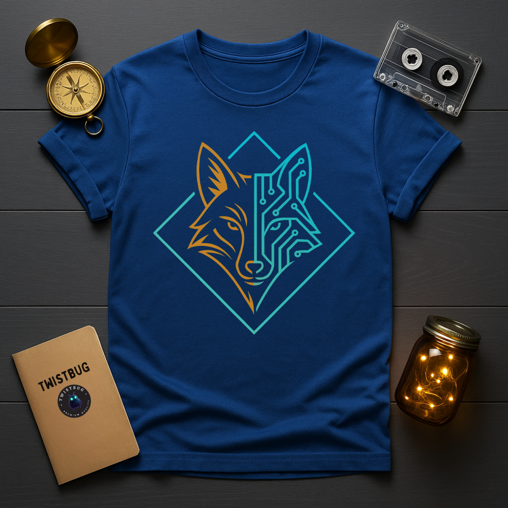 Royal blue fox circuit graphic tee.