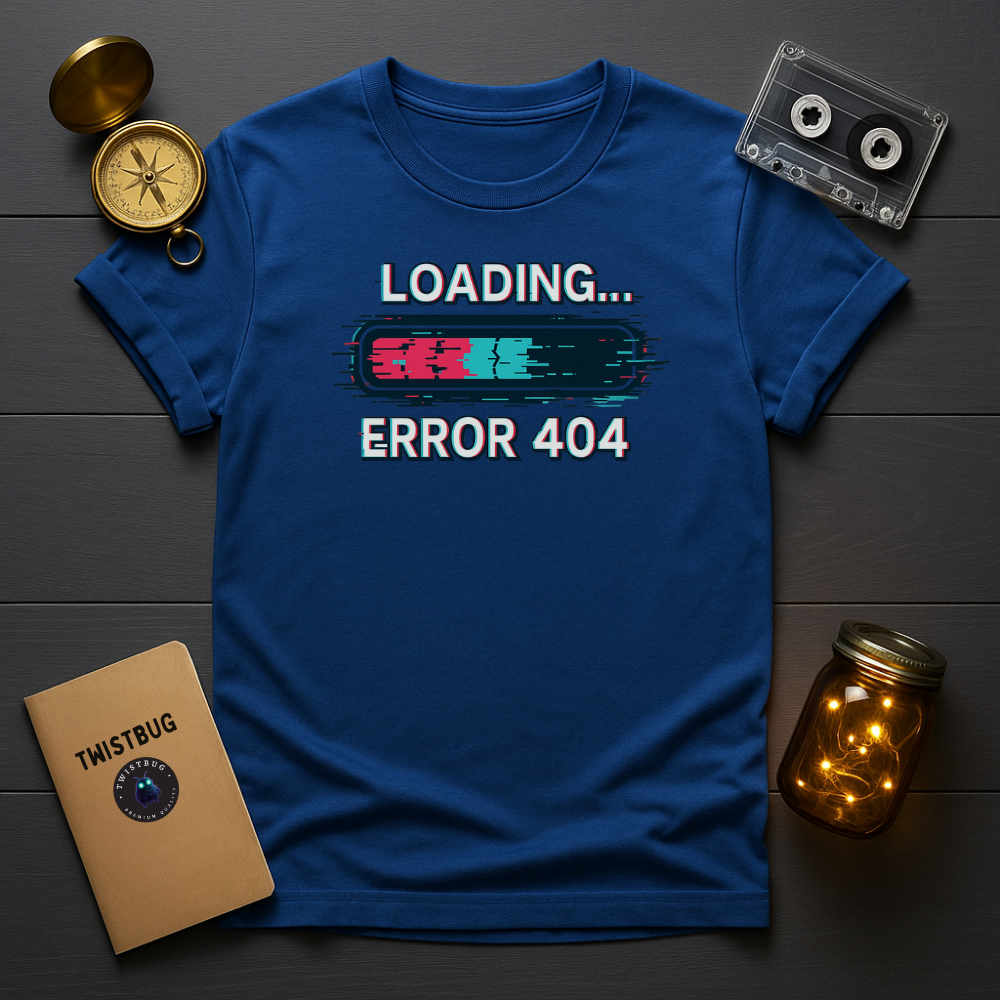 Loading… Error 404 T-Shirt – Glitch Progress Bar Meme Tee