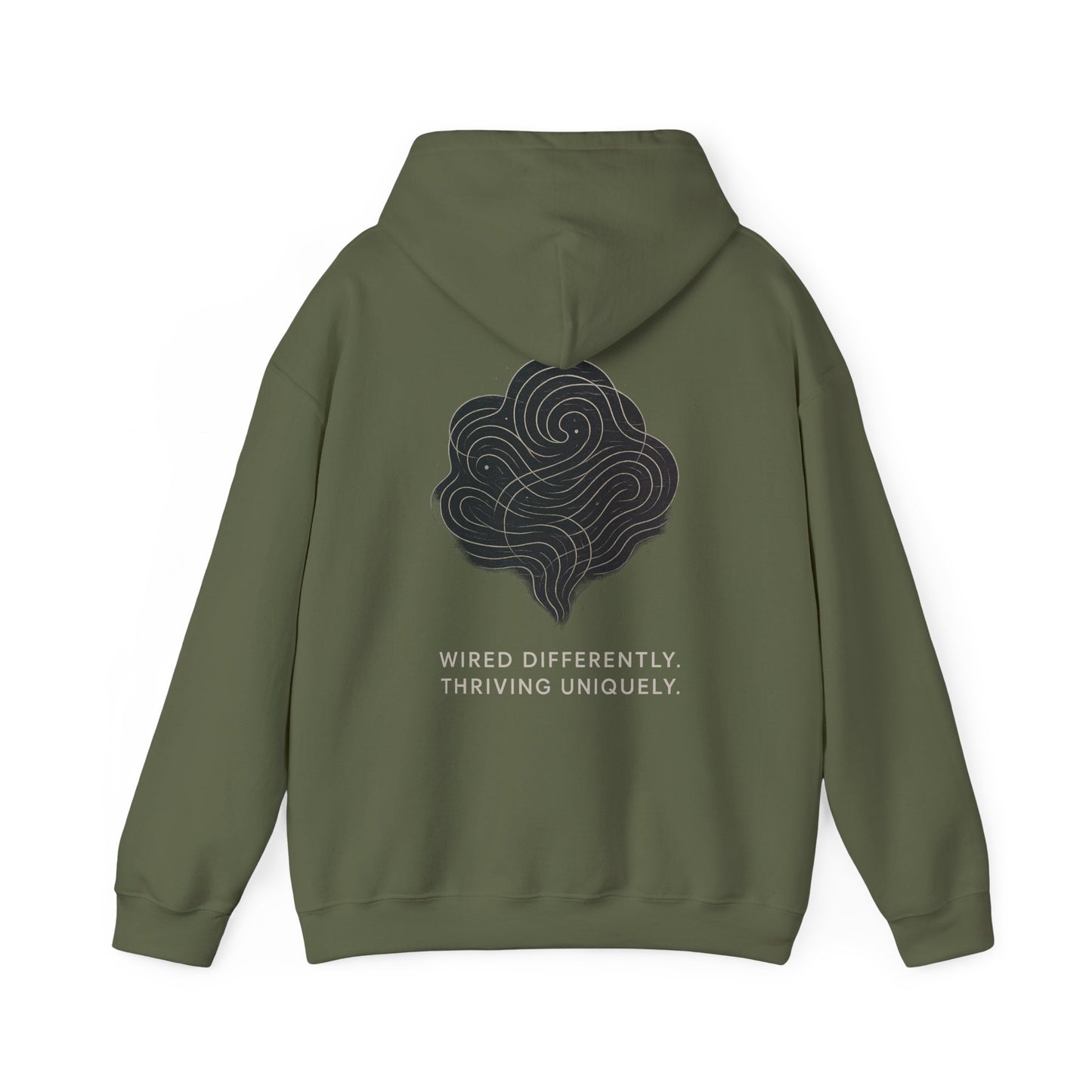 Neurodivergent Minimalist Hoodie – “Wired Differently” Soft-Line Brain Design