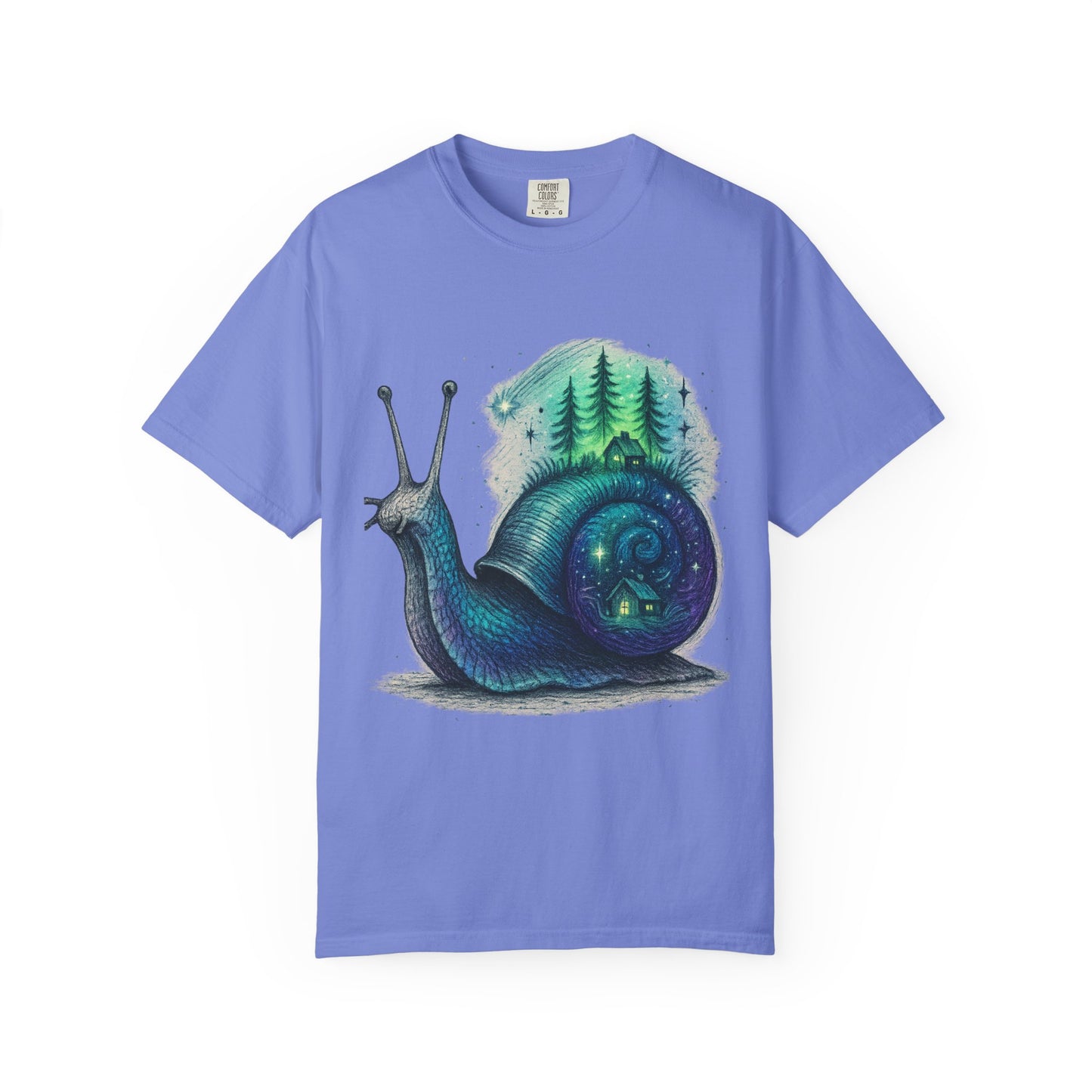 Cosmic Snail Retreat T-Shirt – Surreal Cottagecore Galaxy Tee | Twistbug