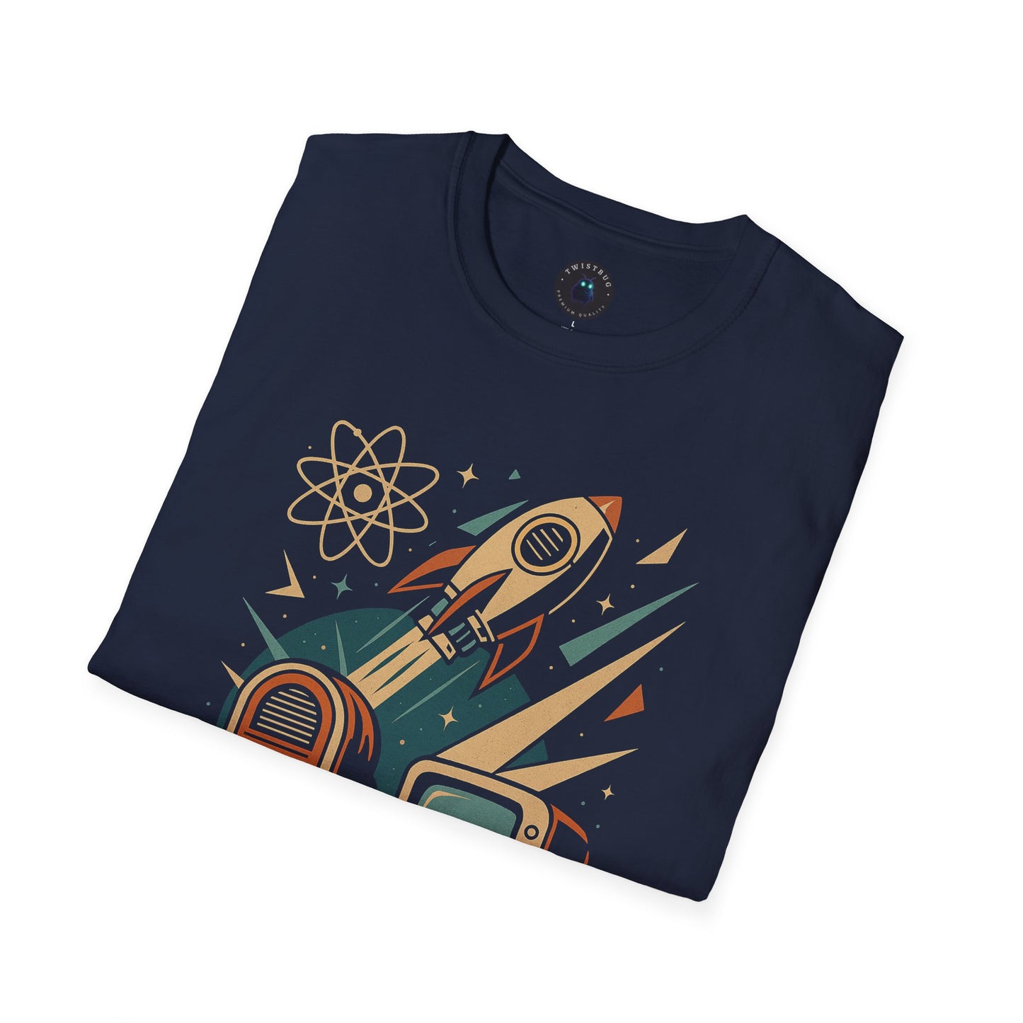 Retro Rocket Radio & TV Tee | Mid-Century Tech Graphic