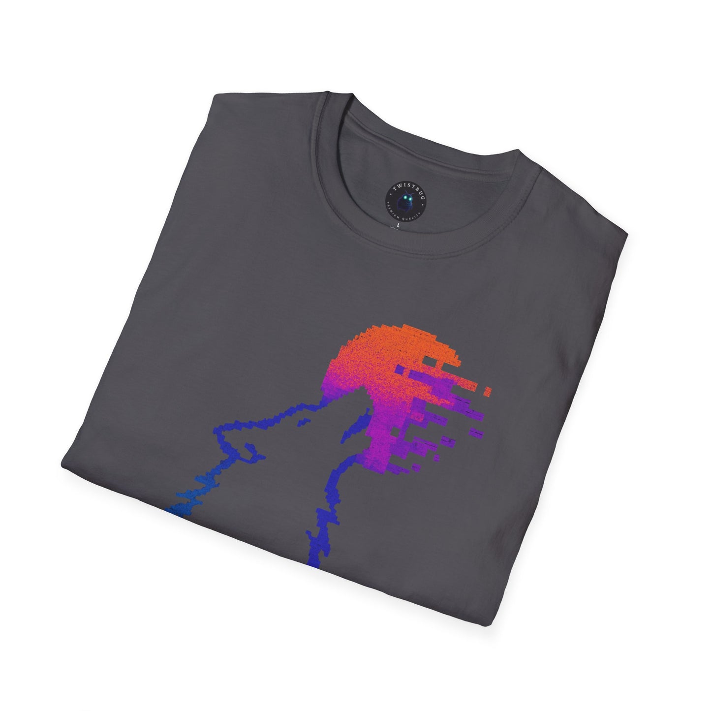 Pixel Howl T-Shirt – Glitch Sunset Wolf 8-Bit Tee