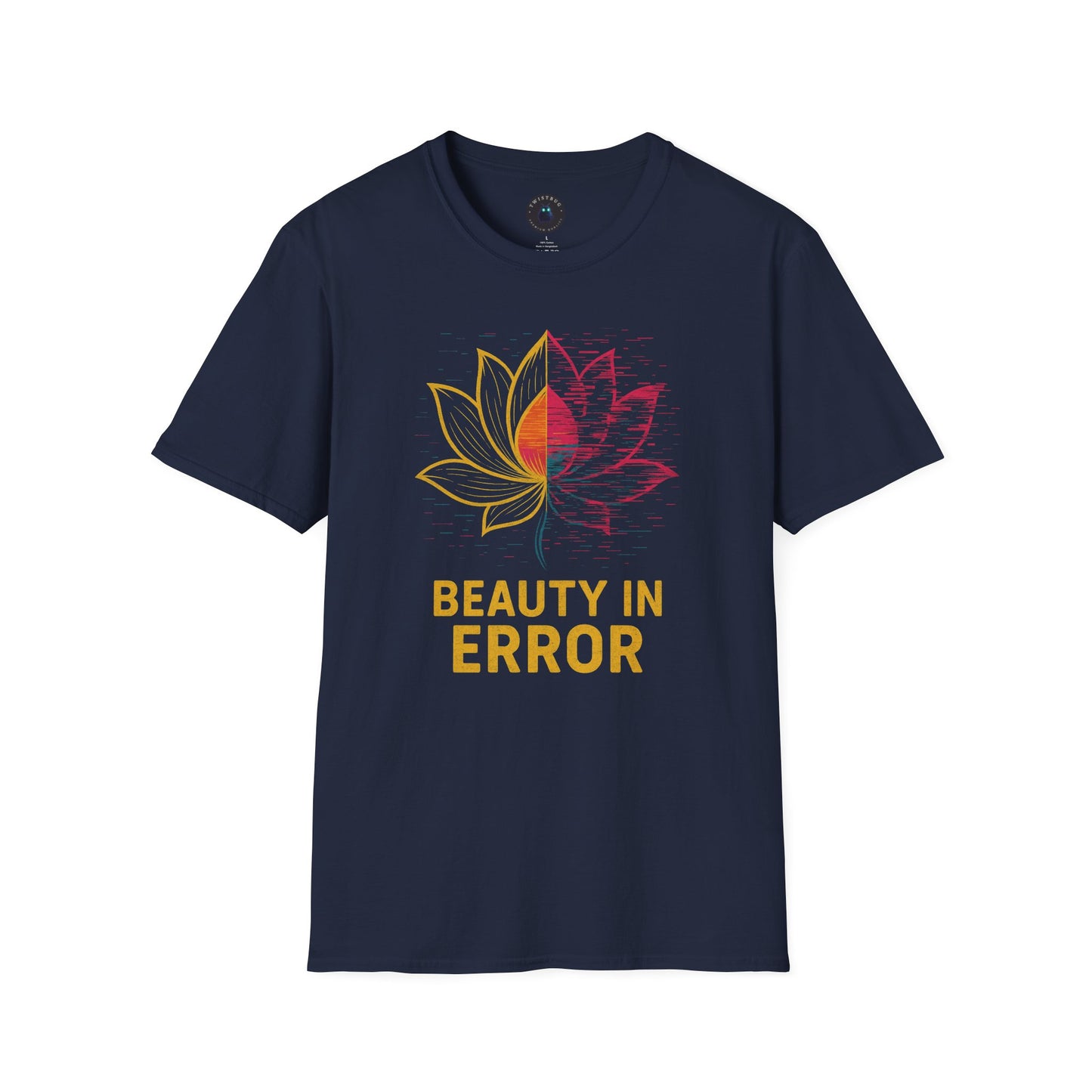 Beauty in Error T-Shirt – Glitch Lotus Mindfulness Tee