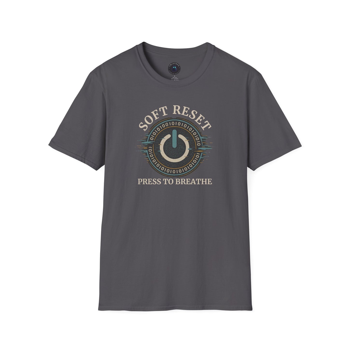 Soft Reset — Press to Breathe (Tech Mindfulness T-Shirt)