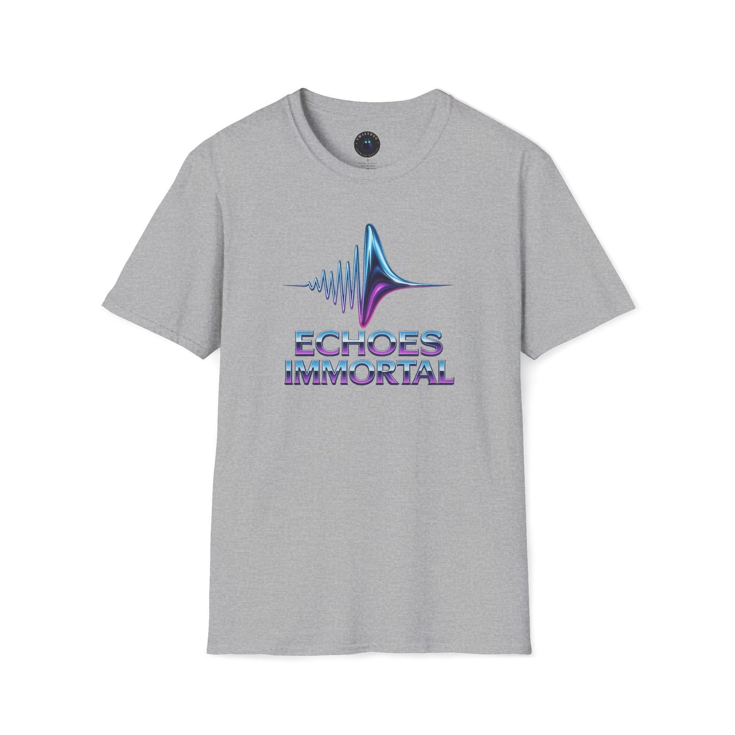 Echoes Immortal T-Shirt – Retrofuturistic Neon Waveform Tee