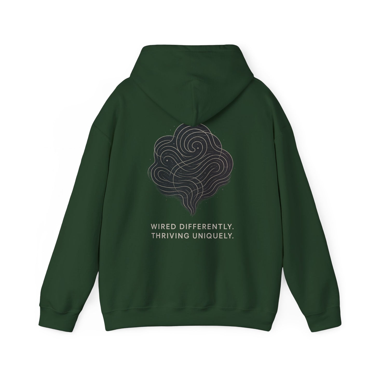 Neurodivergent Minimalist Hoodie – “Wired Differently” Soft-Line Brain Design