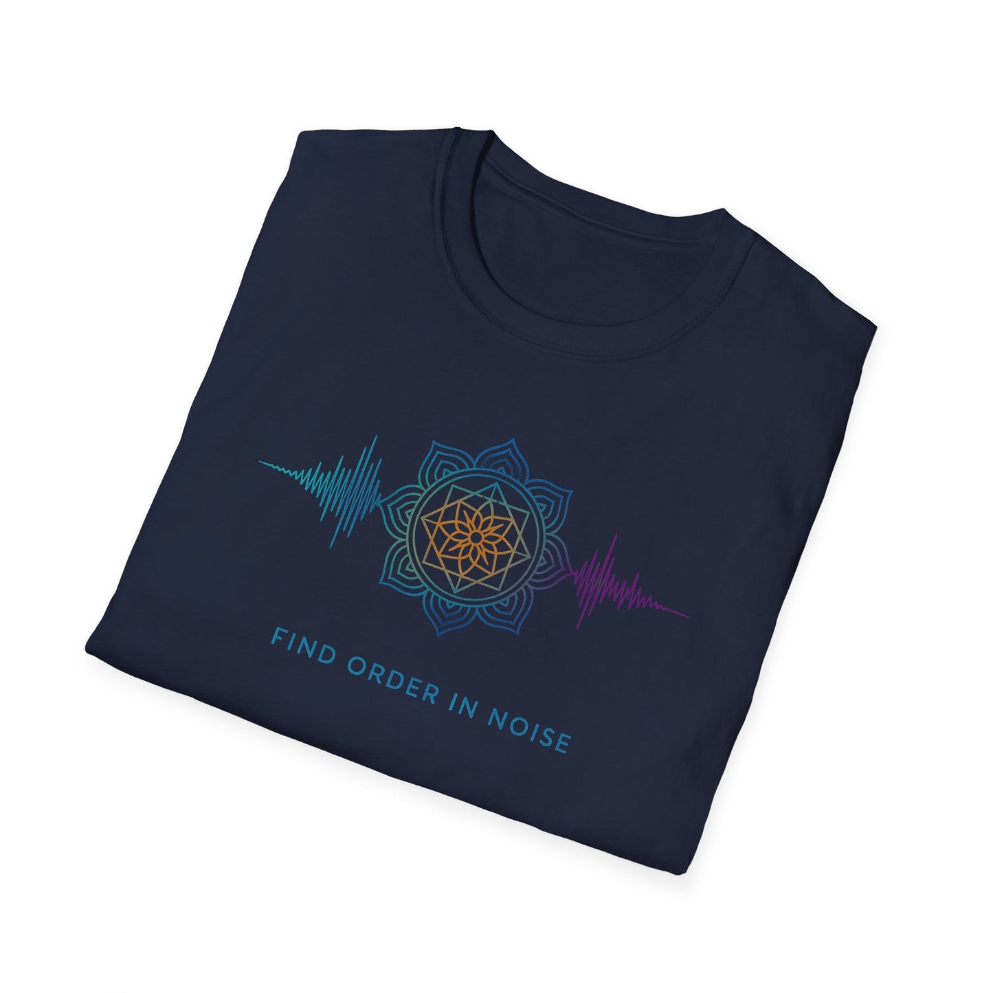 Find Order in Noise Tee — Sacred Geometry Soundwave Graphic