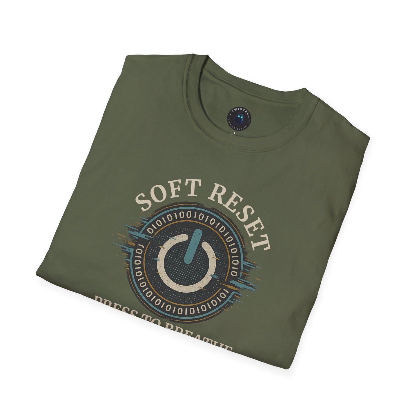 Soft Reset — Press to Breathe (Tech Mindfulness T-Shirt)