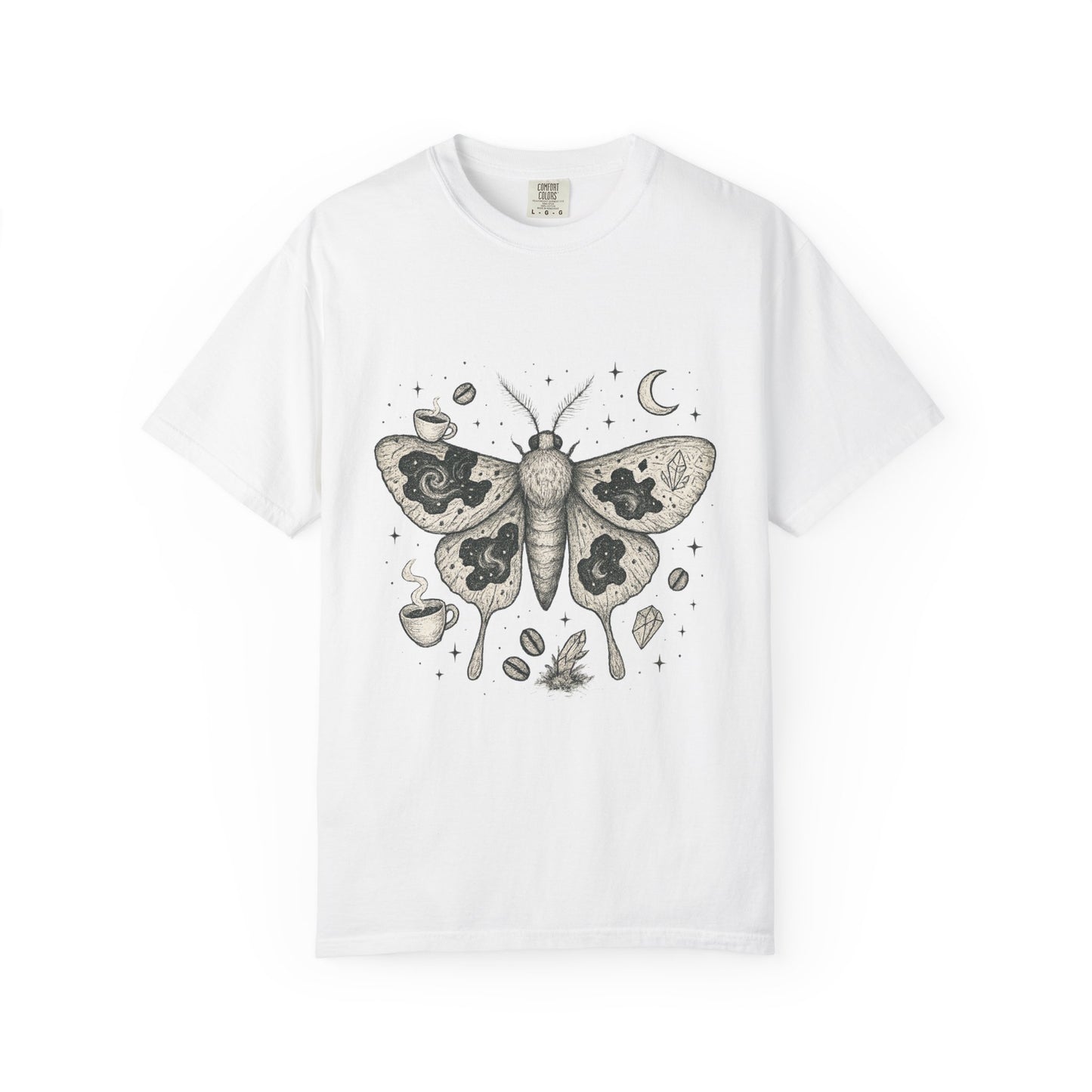 Caffeine Moth T-Shirt – Cosmic Moth Graphic Tee for Night Owls | Twistbug