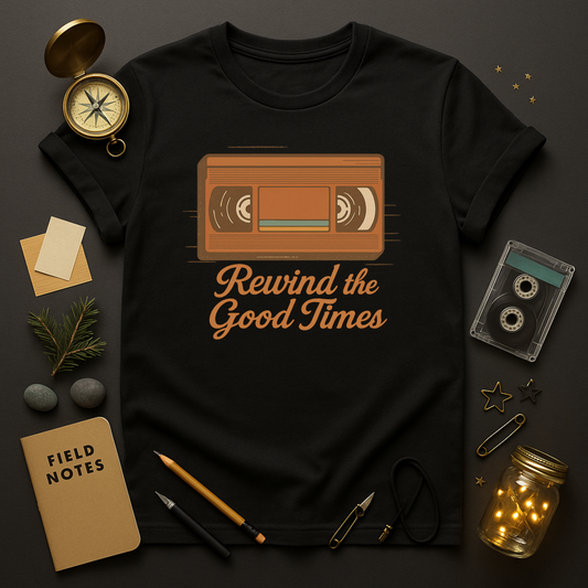 Rewind the Good Times VHS T-Shirt | Retro VHS Tee