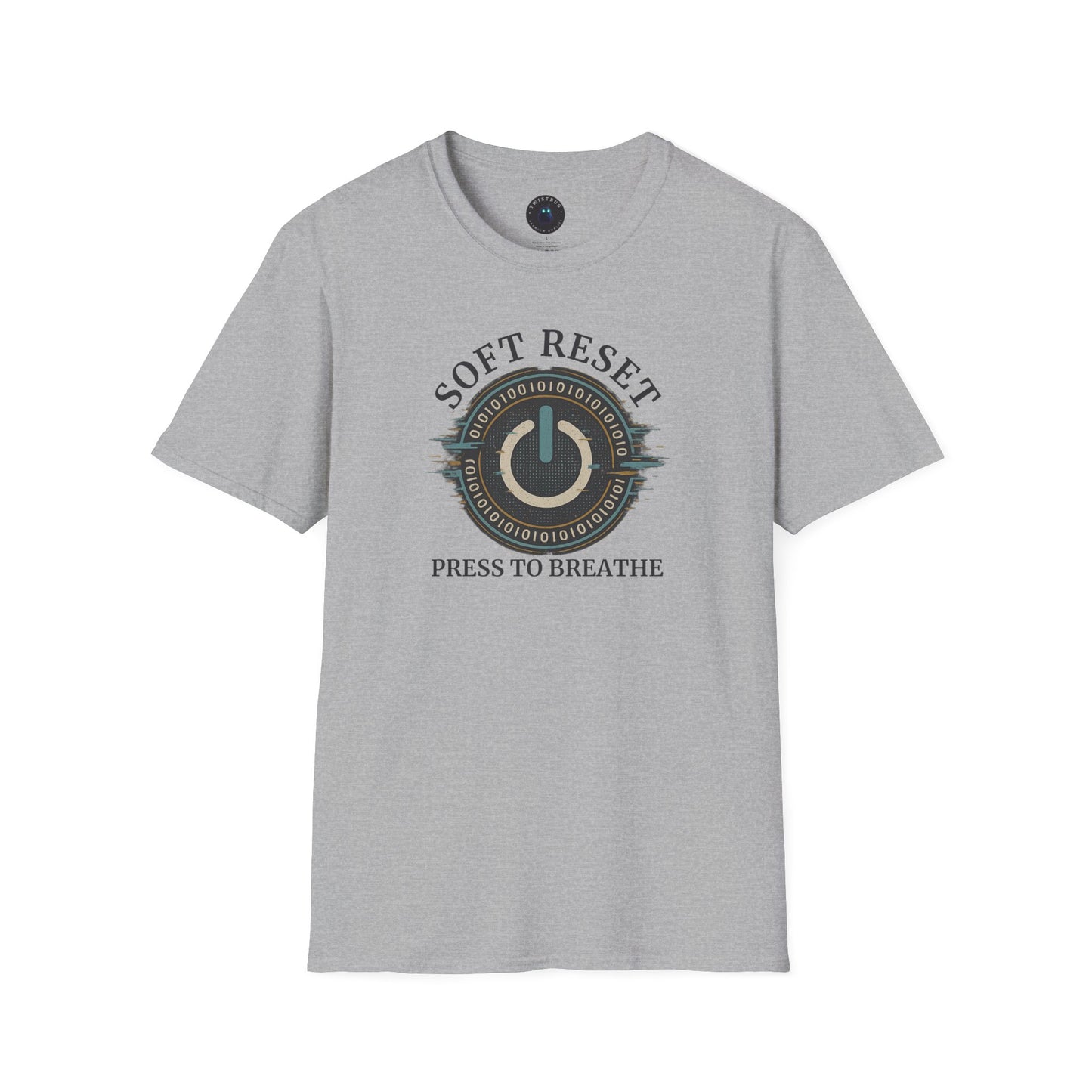 Soft Reset — Press to Breathe (Tech Mindfulness T-Shirt)
