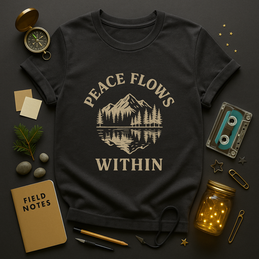 Peace Flows Within Mountain River Tee | Nature Mantra