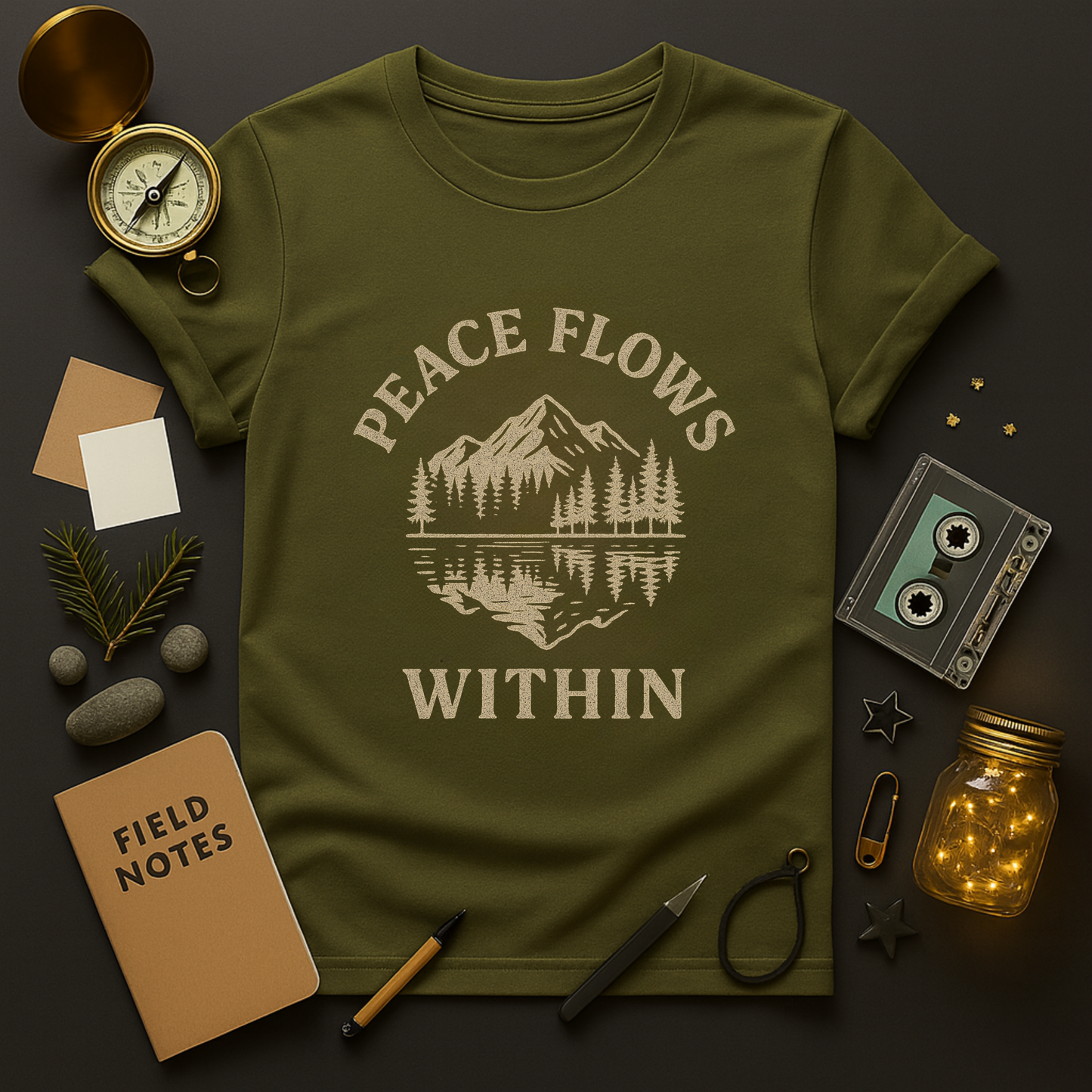 Peace Flows Within Mountain River Tee | Nature Mantra