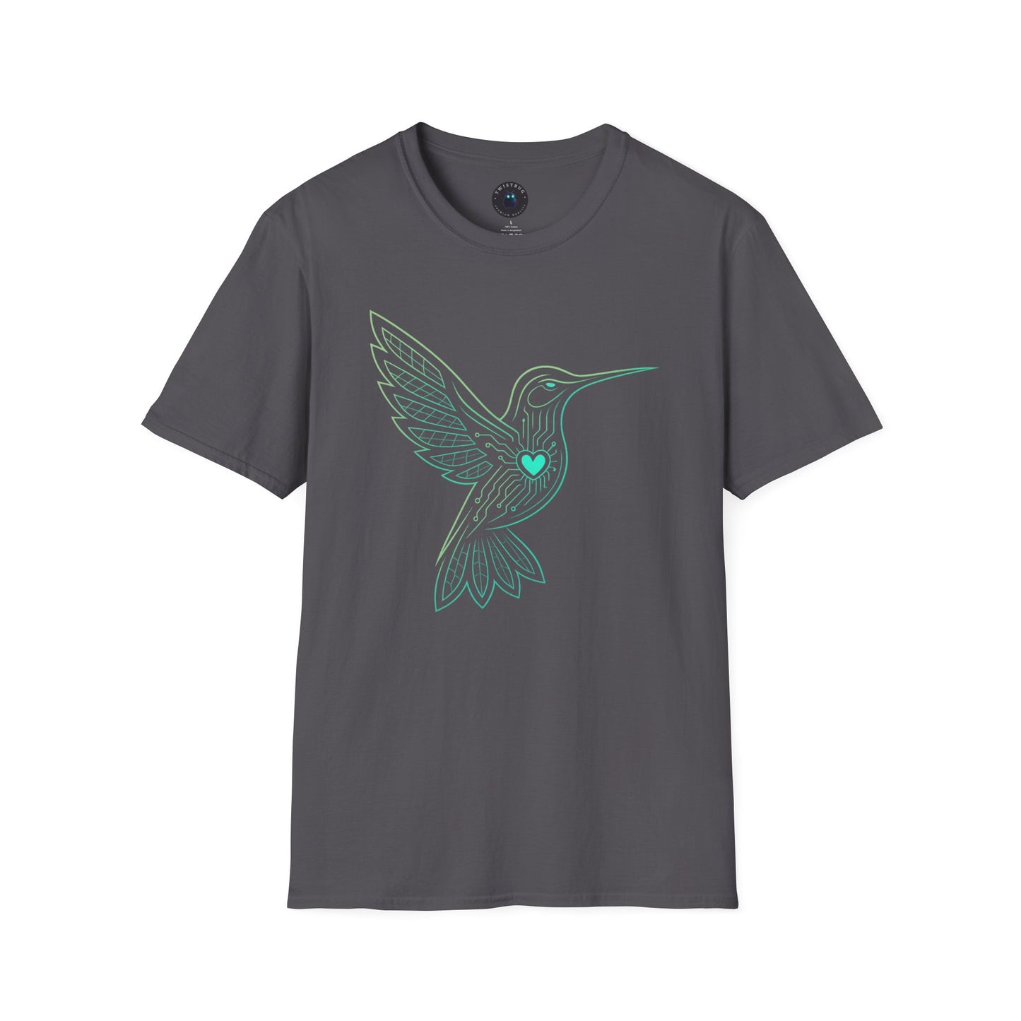Cyber Hummingbird Tee — Circuit Heart Nature Tech Graphic