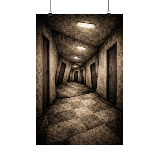 No Exit Corridor – Surreal Haunted Corridor Wall Art
