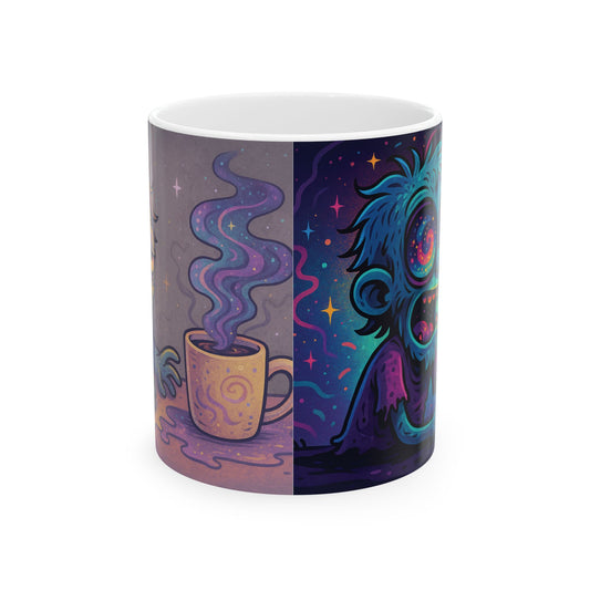 Cosmic Dreamer Ceramic Mug - Whimsical 11oz & 15oz Coffee Cup with Enchanting Design