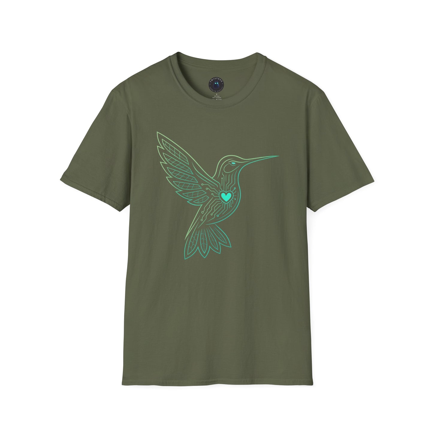 Cyber Hummingbird Tee — Circuit Heart Nature Tech Graphic