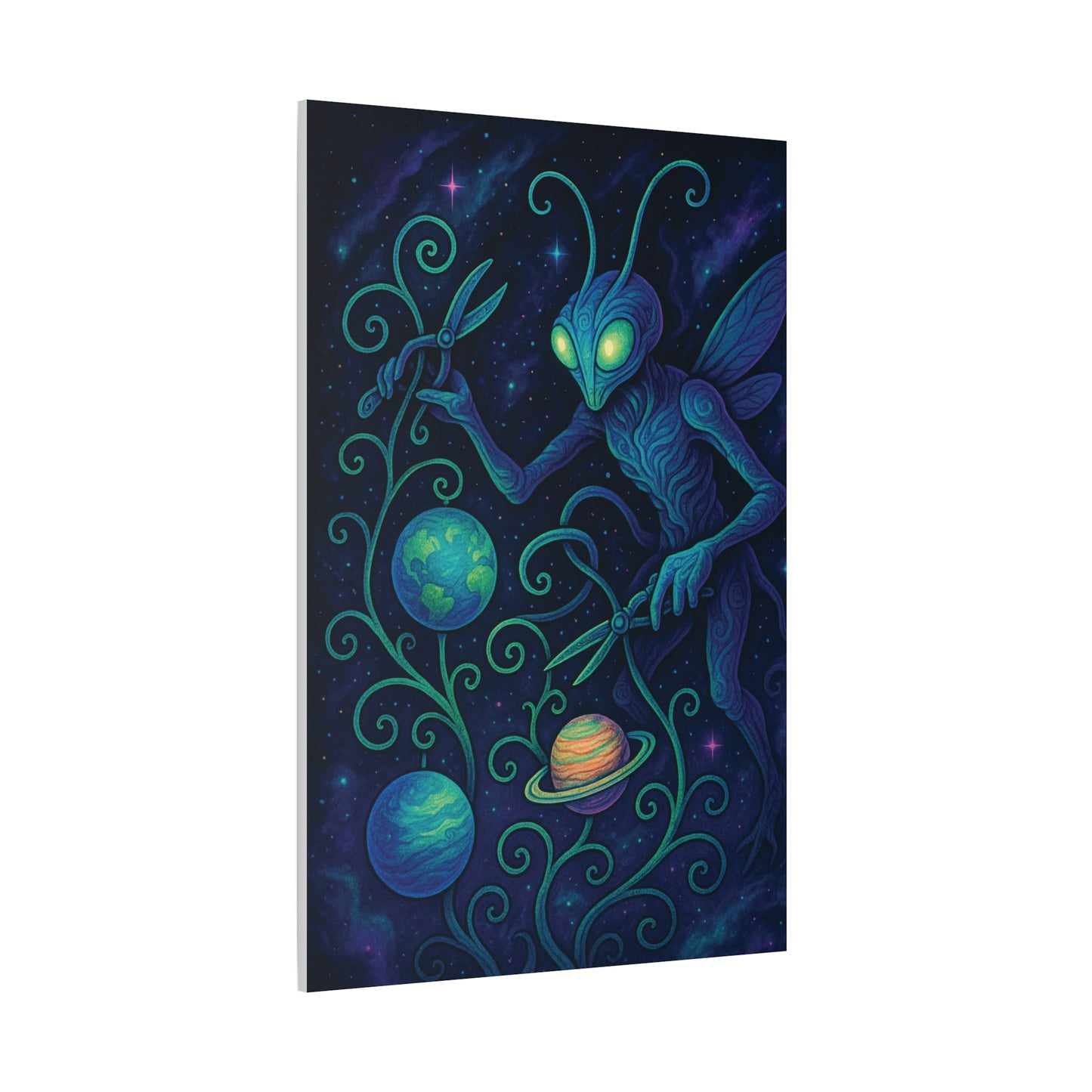 Mystical Space Moth Canvas Wall Art - Vibrant Alien-Inspired Décor
