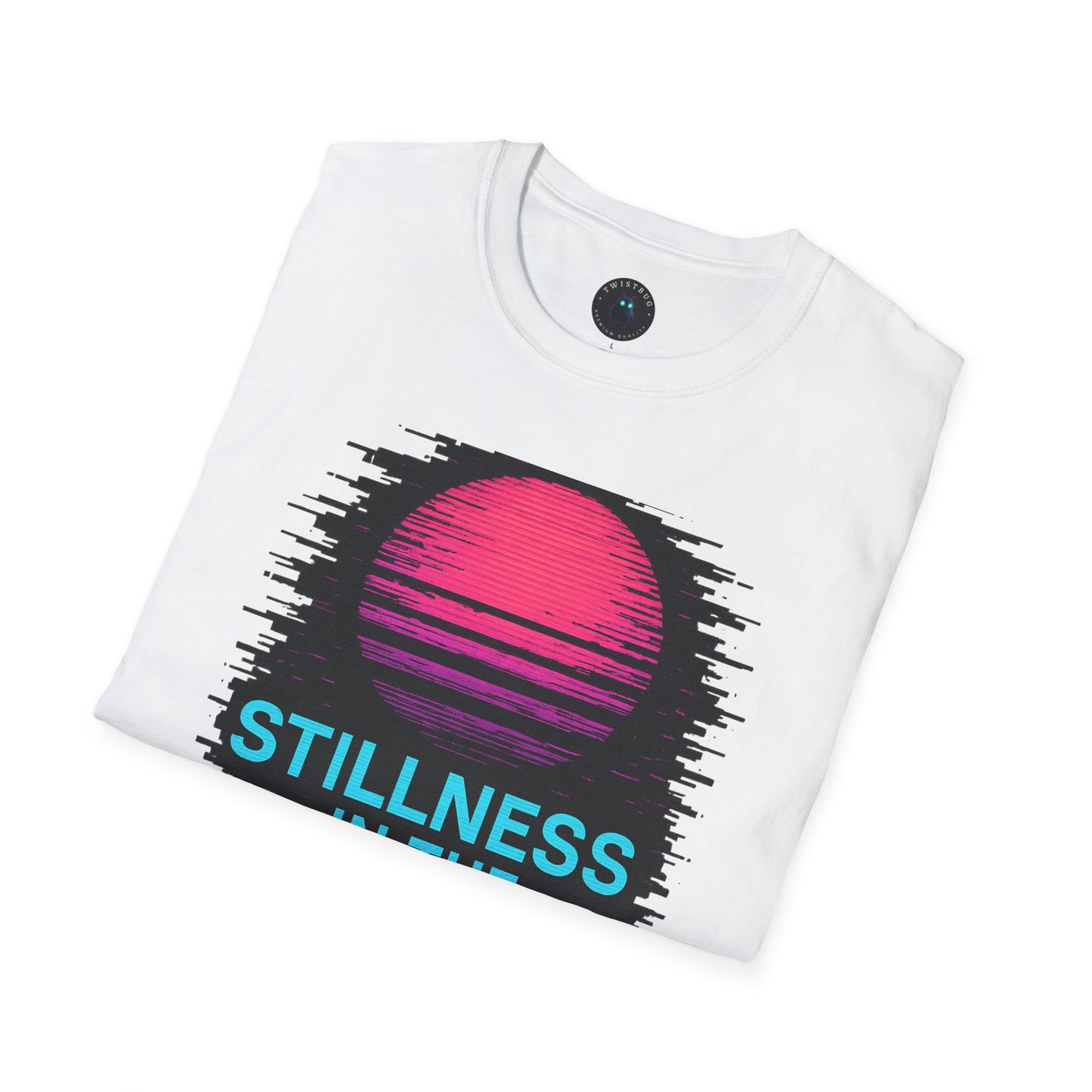Stillness in the Static T-Shirt – Neon Glitch Sun Tee