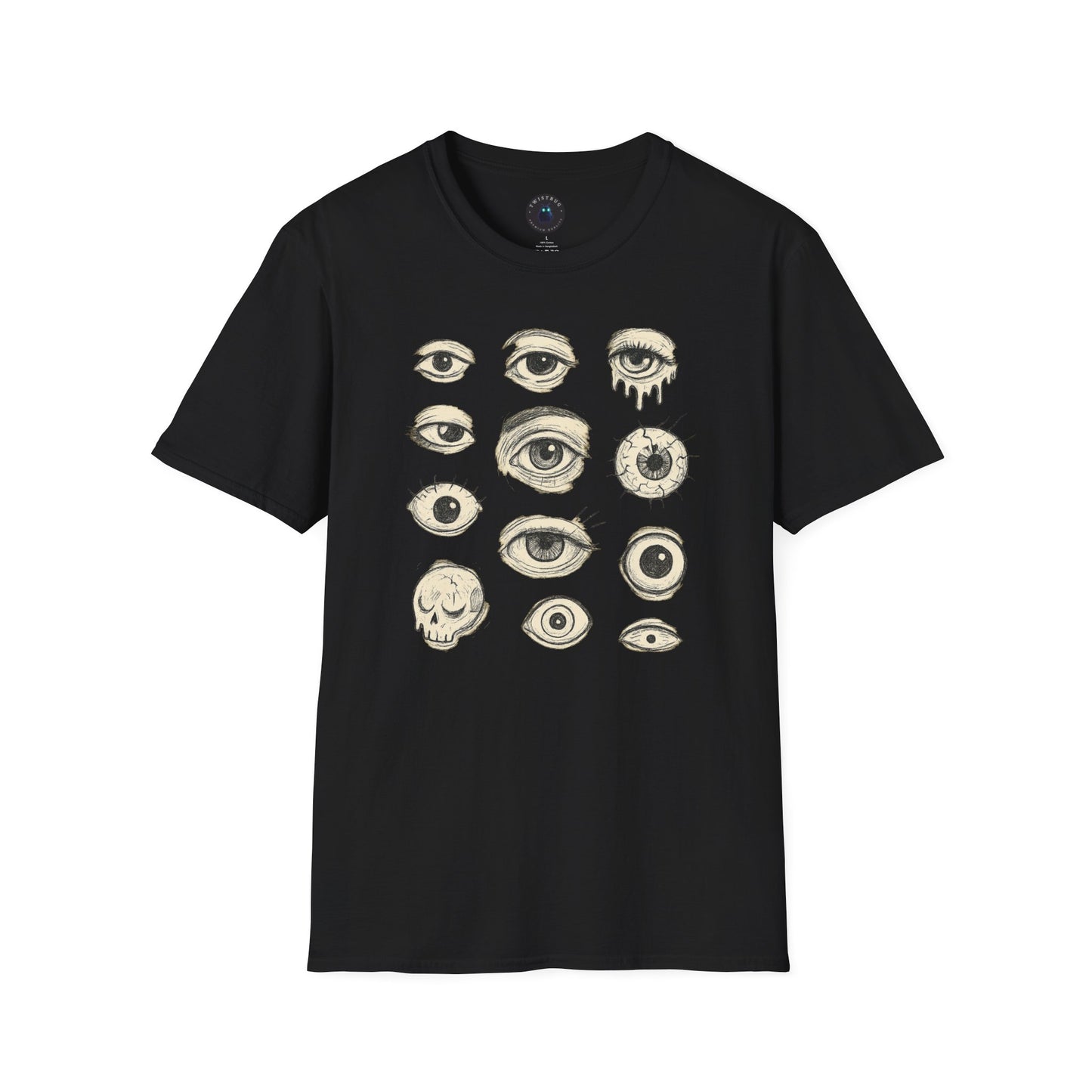 All Eyes Graphic T-Shirt – Surreal Horror Eyeball Sketch Tee