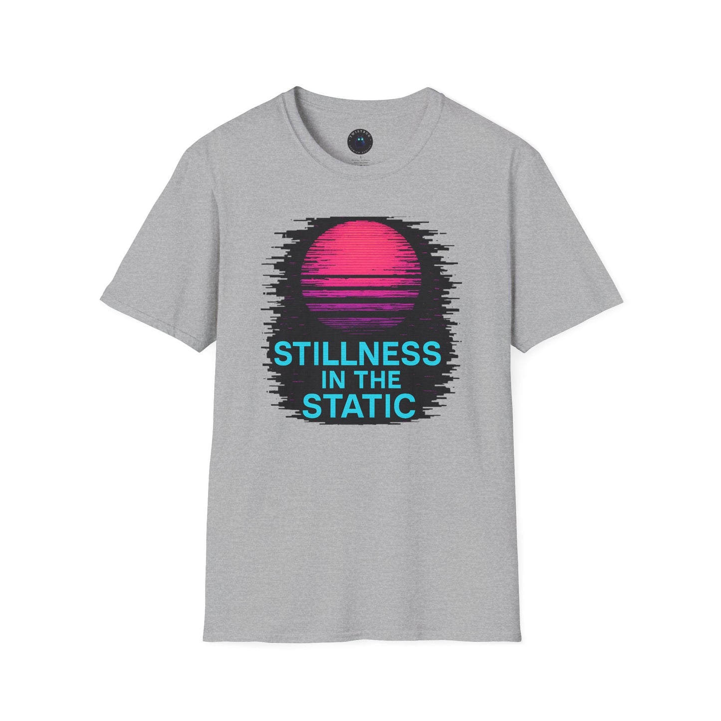 Stillness in the Static T-Shirt – Neon Glitch Sun Tee