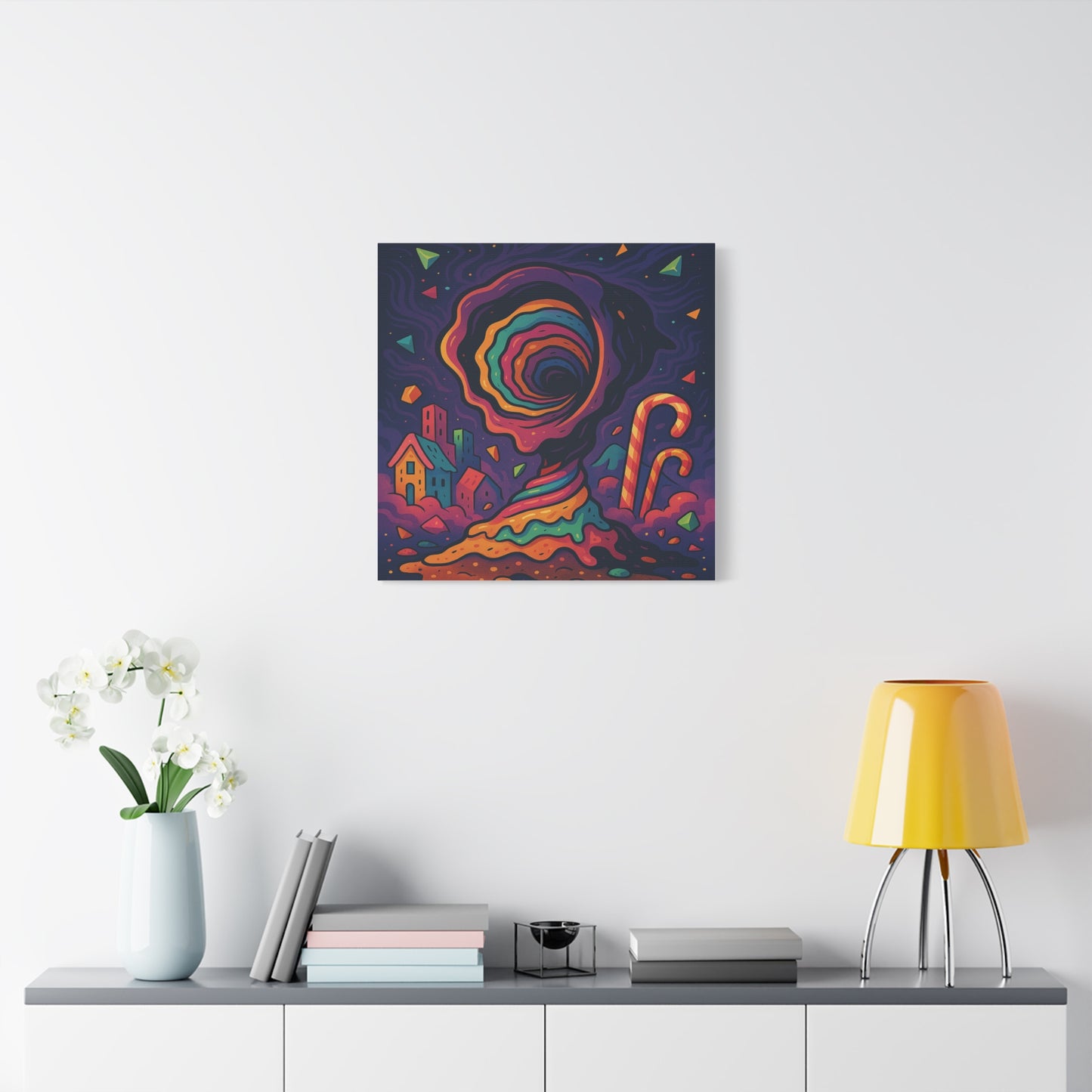 Colorful Abstract Canvas Art – Whimsical Swirl Design for Home Decor