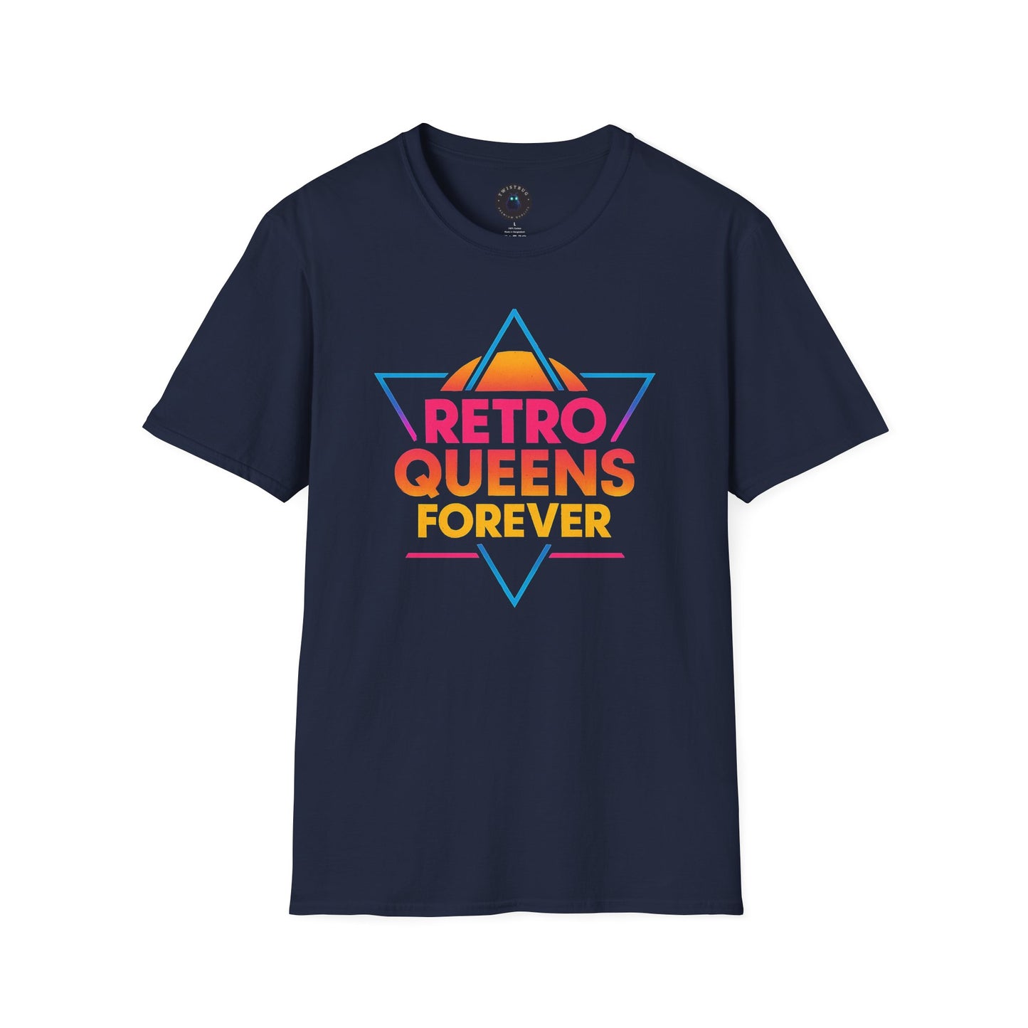 Retro Queens Forever T-Shirt – 80s Neon Triangle Badge Tee