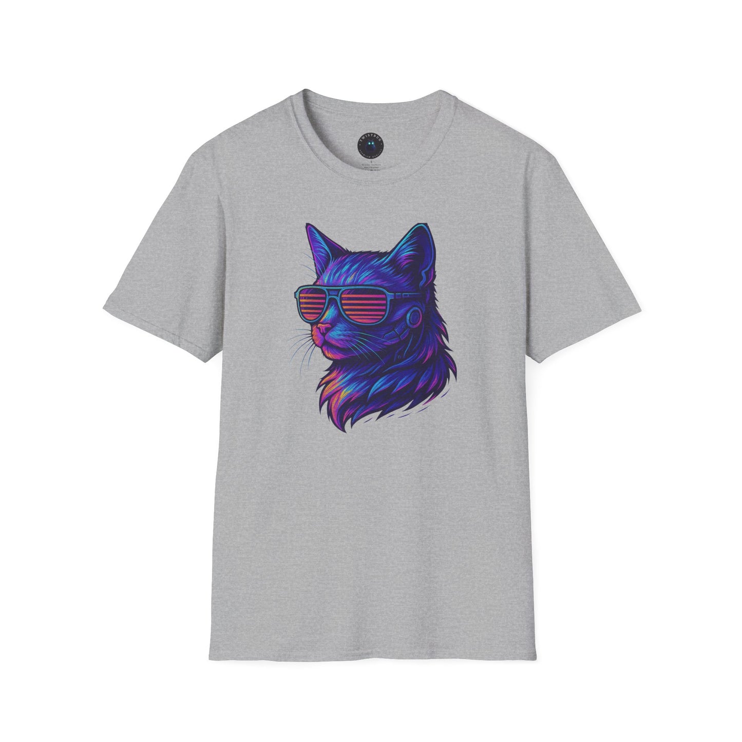 Cyber Cat T-Shirt | Neon Vaporwave Retro Style