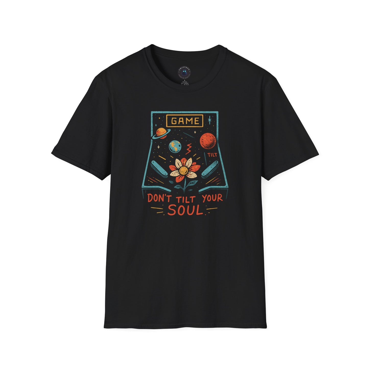 Don’t Tilt Your Soul Retro Pinball T-Shirt | Cosmic Arcade Graphic Tee