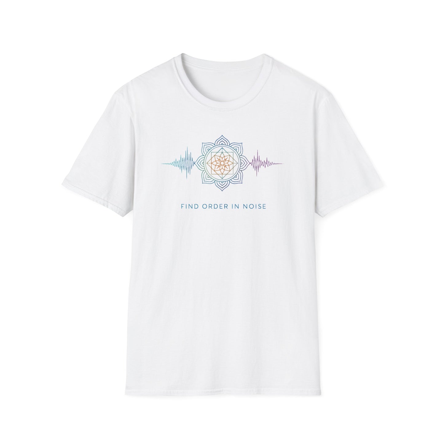 Find Order in Noise Tee — Sacred Geometry Soundwave Graphic