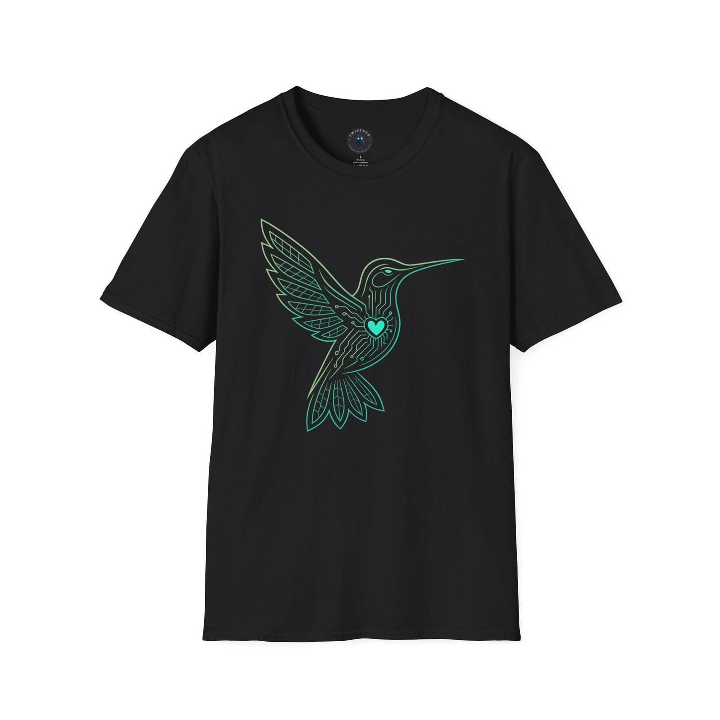 Cyber Hummingbird Tee — Circuit Heart Nature Tech Graphic