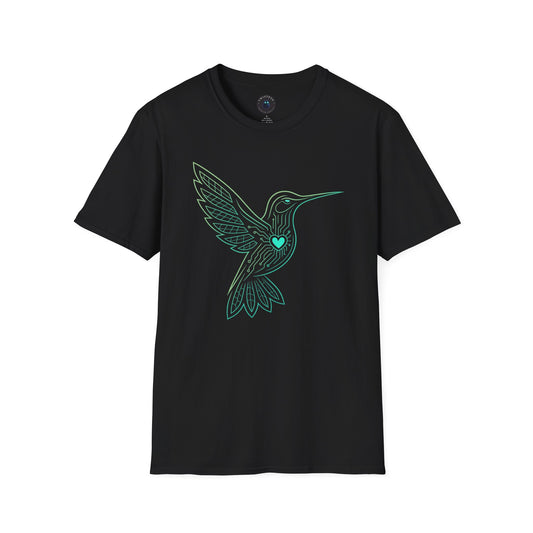 Cyber Hummingbird Tee — Circuit Heart Nature Tech Graphic