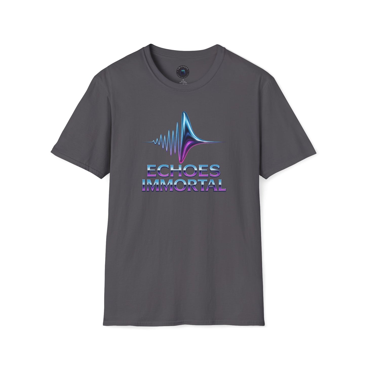 Echoes Immortal T-Shirt – Retrofuturistic Neon Waveform Tee