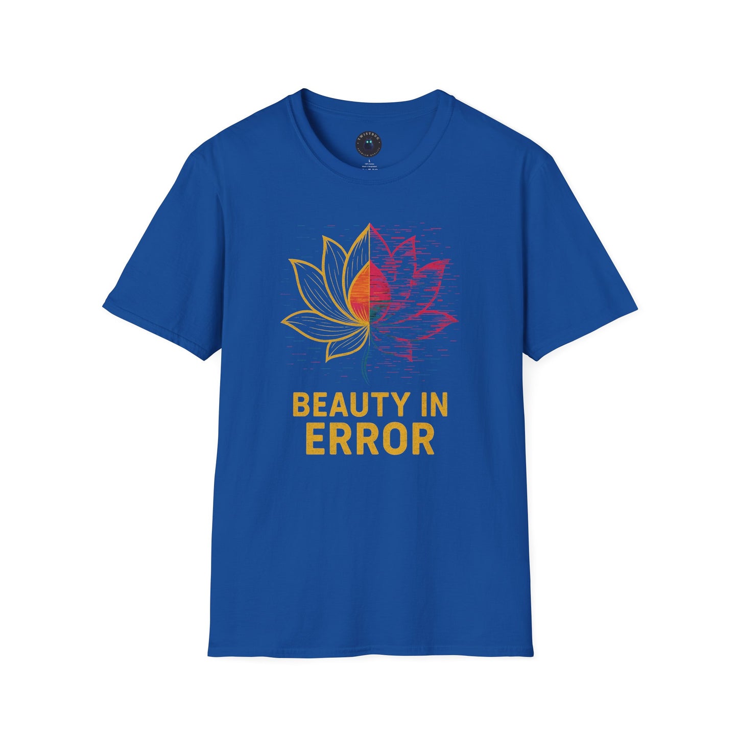 Beauty in Error T-Shirt – Glitch Lotus Mindfulness Tee
